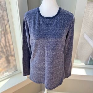 Cuddl Duds Comfortwear Navy Blue Heather Long Sleeve Crewneck Top Size Medium